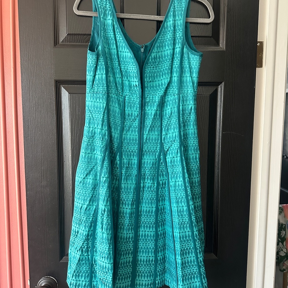 Nanette Lepore Blue Pleated Midi Dress Sleeveless V-neck